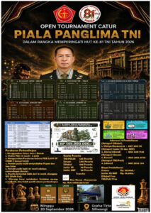 Ada Open Turnamen Catur Piala Panglima TNI di Bandung 20 September 2026